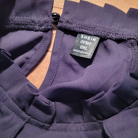 Dobby Mesh Dot Shoulder Ruffle Frill Trim Top Size 14 - Picture 8 of 12